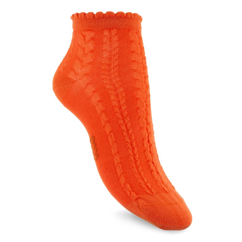 Short Cable Knit Socks (Orange)