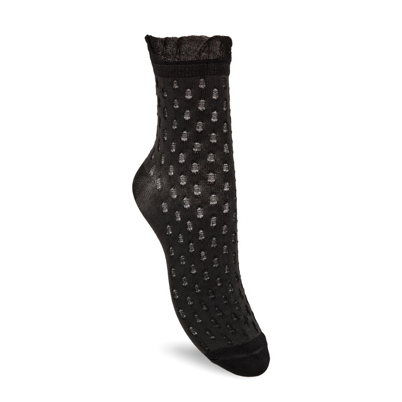 Dotted Ruffle Socks (أسود)