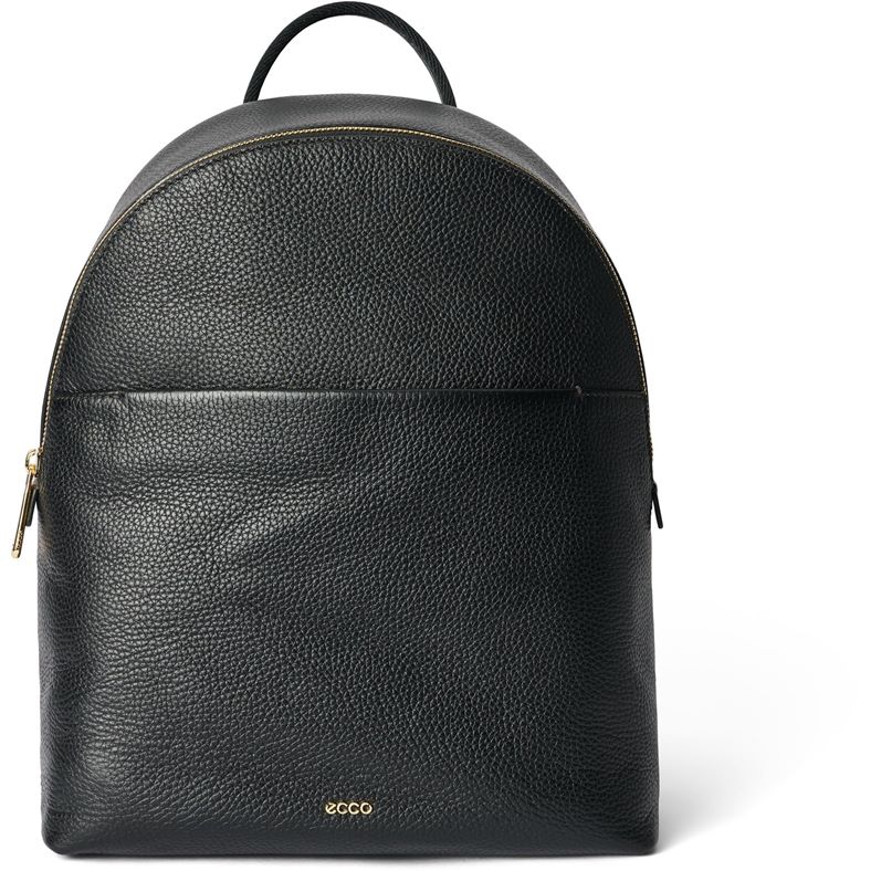 ECCO Round Pack M Pebbled Leather Bag (黑色)