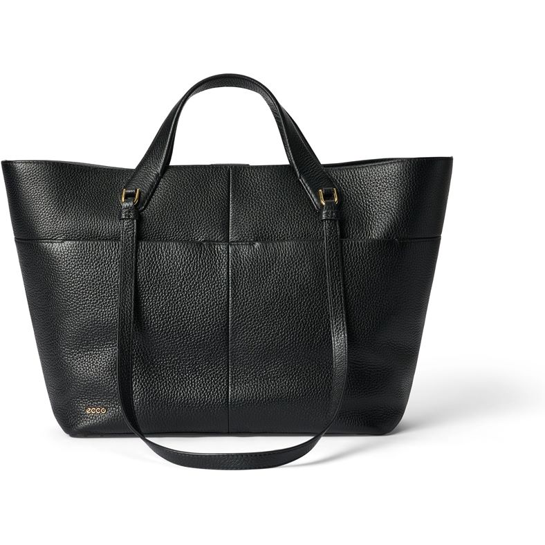 ECCO Tote M Pebbled Leather Bag (Black)